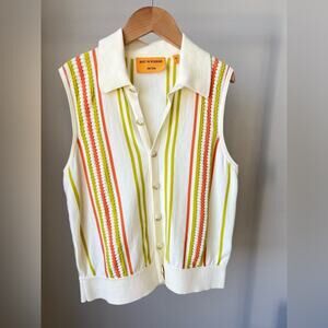 Guest In Residence Sleeveless Stripe Plaza Vest, Sz. S